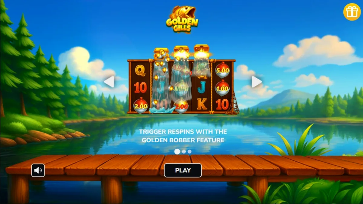 Tampilan visual slot Golden Gills dengan tema memancing yang tenang